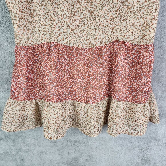 Women's Paper Crane Floral Print Sleeveless Tiered Blouse Top Size XS - Picture 3 of 11
